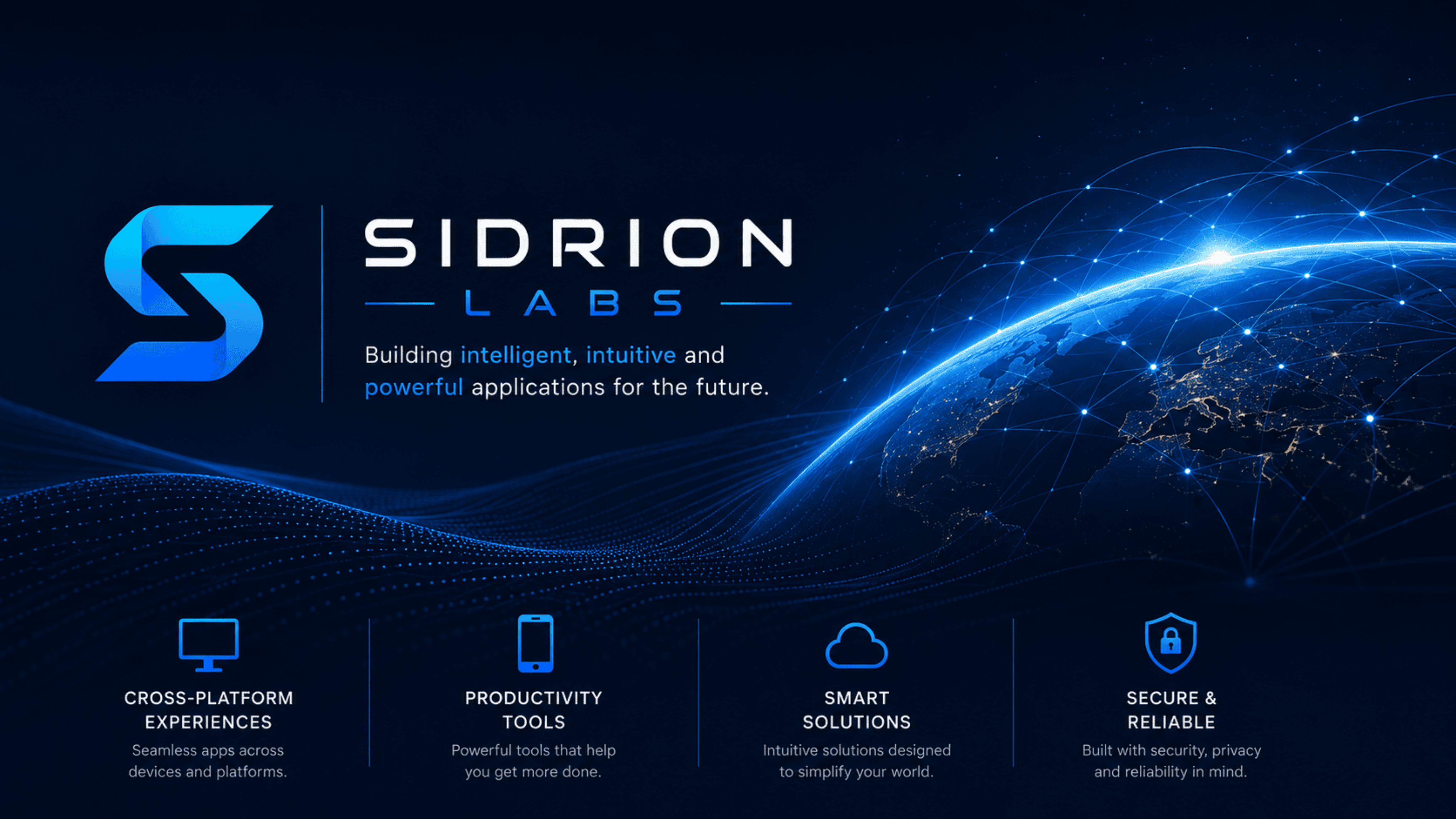 Sidrion Labs banner with connected globe and product categories